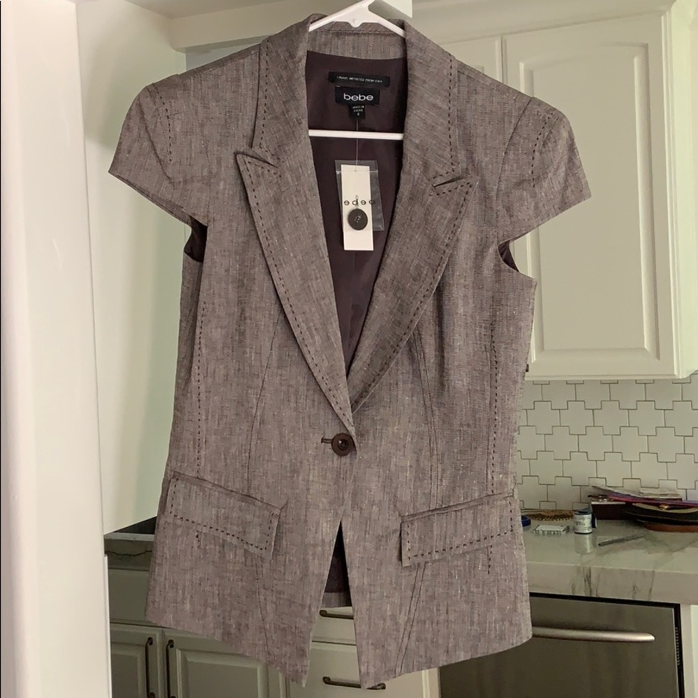 Bebe Linen Jacket brown/brown stitching Size 6